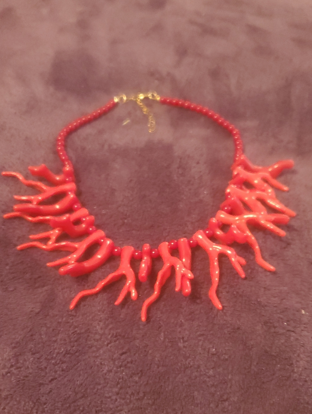 Red Coral Branch Statement Necklace - Women Jewelry